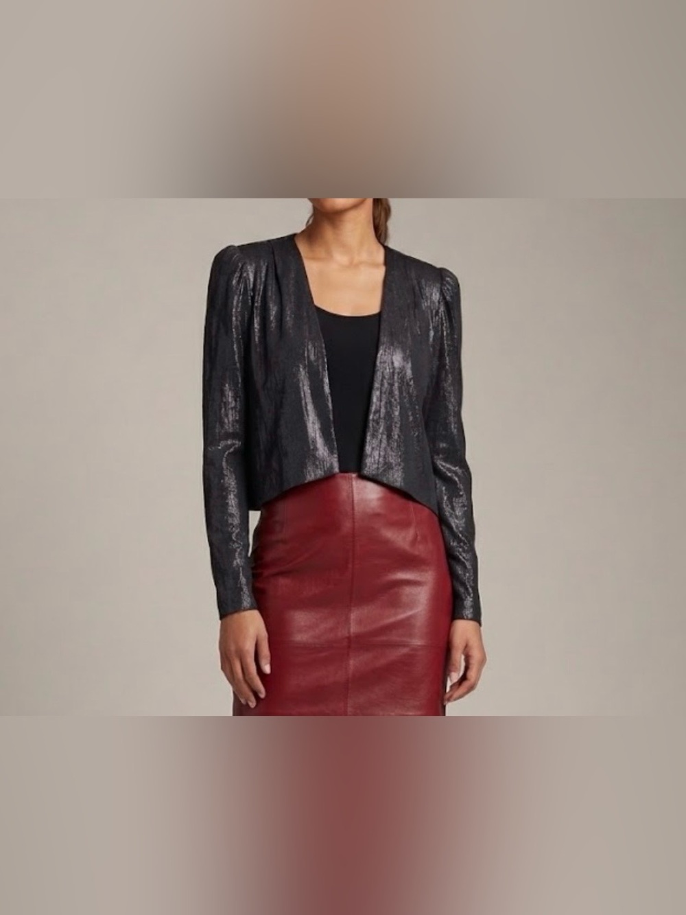CACHE NWT Black Metallic Shimmer Cropped Bolero Shrug Jacket Evening Size S